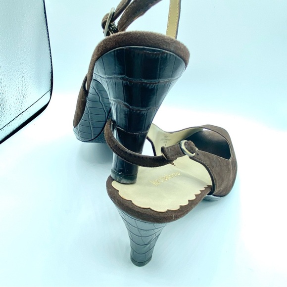 Liz Claiborne Dark Brown Slingback Croc-Embossed Heels and open toe US 9M - Picture 8 of 15
